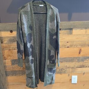 Women's Green Camo Sweater Cardigan